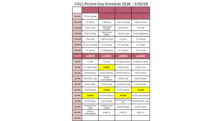 2026 Picture Schedule